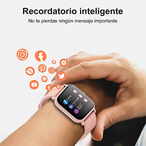 Blackview R3 Smartwatch, Reloj Inteligente Mujer - Oxímetro de Pulso (SpO2) | Esfera de Reloj de DIY | Pulsera Actividad Inteligente Caloría | Smartwatch Mujer para Android e iOS (Versión Mejorada)