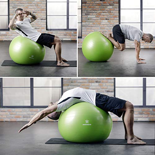 BODYMATE Pelota de Ejercicio para Fitnes con Sistema antirreventones | con bombín | Bola de Yoga Pilates y Ejercicio | Balón para Sentarse | Balon de Ejercicio para Fitness