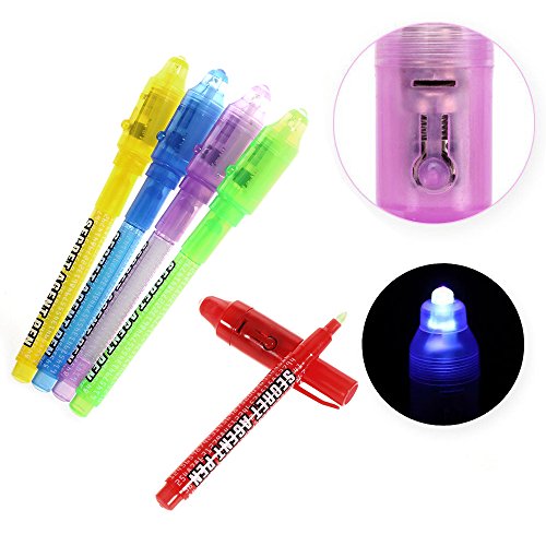 Bolígrafo de tinta invisible, lápiz espía MALEDEN con rotulador mágico de luz UV para mensajes secretos y fiestas