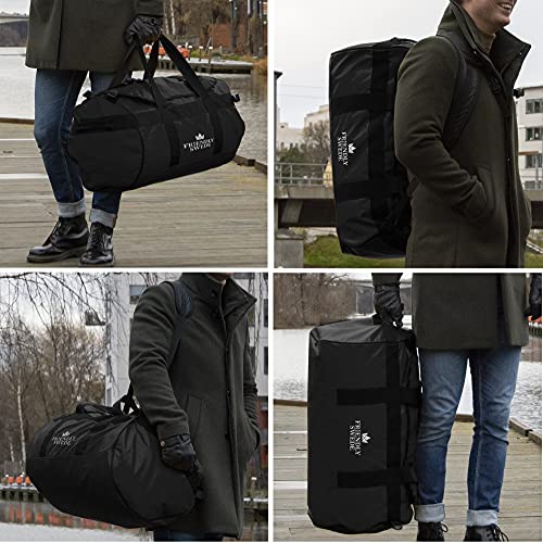 Bolsa de Viaje y Deporte Convertible en Mochila -Duffel Bag - The Friendly Swede (60L Negro)