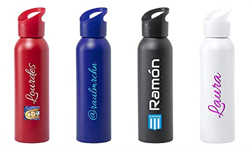 Botella de Agua Personalizada con Nombre, Logotipo o Imagen. Bidón 600ml Capacidad (BLANCA)
