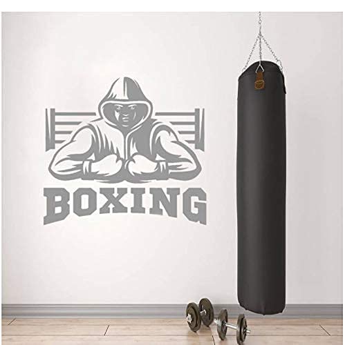 Boxeador Con Capucha Boxeo Silueta Pared Vinilo Arte Pegatina Boxeo Gimnasio Arte De La Pared Decoración 42 * 40 Cm
