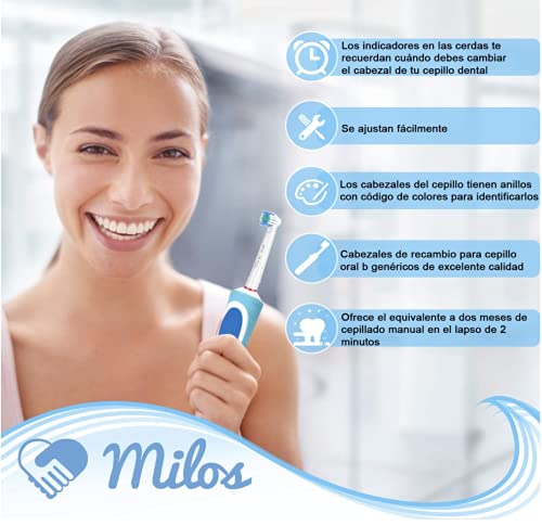 Cabezales para Cepillo Oral B Eléctrico Milos Premium (Paquete de 4) - Compatibles con Cabezales Oral B Braun de Recambio, Cabezales de Recambio Compatibles para Cepillos de Dientes Oral B Premium