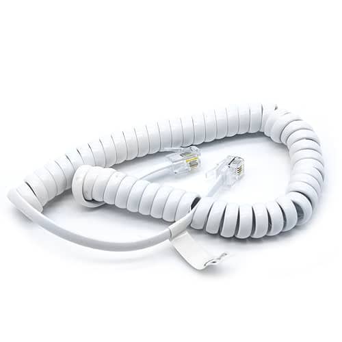 Cable telefonico Espiral 4 Hilos rj10 (2 Metros, Blanco)