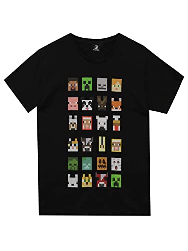 Camiseta Minecraft Boys Sprites Gamer Regalos Negro Manga Corta Top 11-12 años