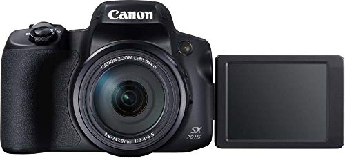 Canon PowerShot SX70 HS - Cámara bridge de 20.3 MP (zoom óptico de 65x, DIGIC 8, 10 fps, Vídeo 4K, LCD, ángulo variable) negro
