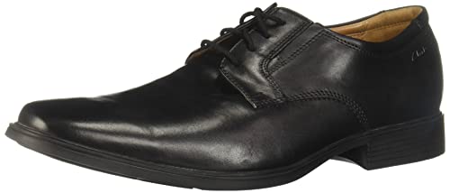 Clarks Tilden Plain, Zapatos de Cordones Derby Hombre, Negro (Black Leather), 43 EU