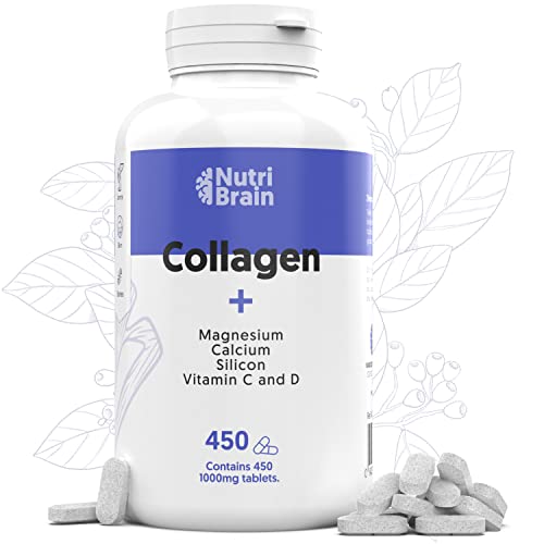 Colágeno Hidrolizado con Magnesio | Bote XXL, 450 Cápsulas (6 meses) | Potenciado con Calcio y Vitamina C para Piel, Articulaciones, Pelo, Músculos, Sistema Inmunológico y más Energía