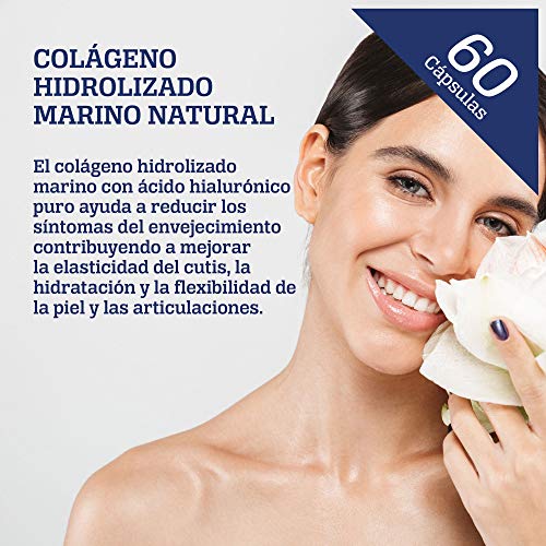 Colageno Marino con Ácido Hialurónico | Colágeno Hidrolizado Puro para un Buen Funcionamiento de las Articulaciones y una Piel Sana|60 Cápsulas