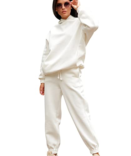 Conjunto Chandal Mujer Talla Grande Chándal Mujer Completo Loungewear Chandal Deportivo Deporte Señora Largo Tracksuit Women Chandals Mujer Invierno Chandales Mujeres Ancho Flojo Chándales Blanco M