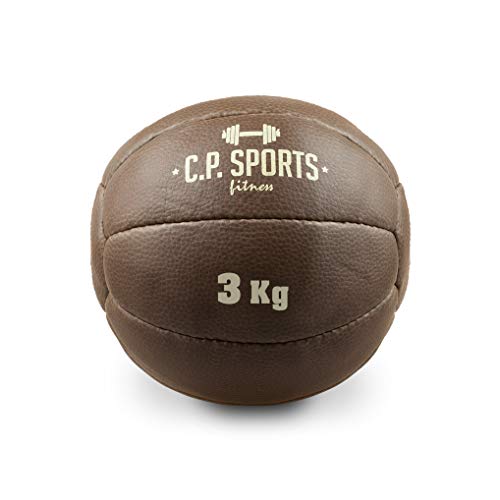 C.P.Sports Bad Company K5 - Balón medicinal (piel, 0,5 kg, 1 kg, 2 kg, 3 kg, 4 kg, 5 kg, 6 kg, 7 kg, 8 kg, 9 kg, 10 kg, 12,5 kg, 15 kg), color marrón