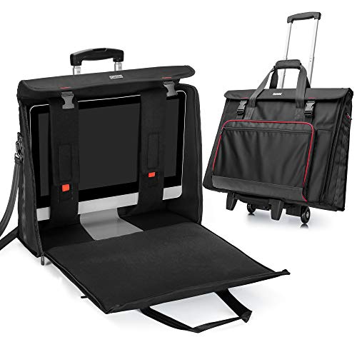 CURMIO Bolsa de Transporte rodante con Ruedas Compatible con el Ordenador de sobremesa Apple iMac de 27 Pulgadas, maletín de Transporte, Negro
