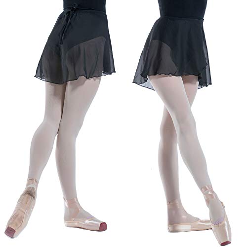 DANCEYOU Faldas de Ballet de Gasa Danza Tutú Clásico Corta Ropa de Baile para Niñas Mujer Tul Elástica Cintura, Negro