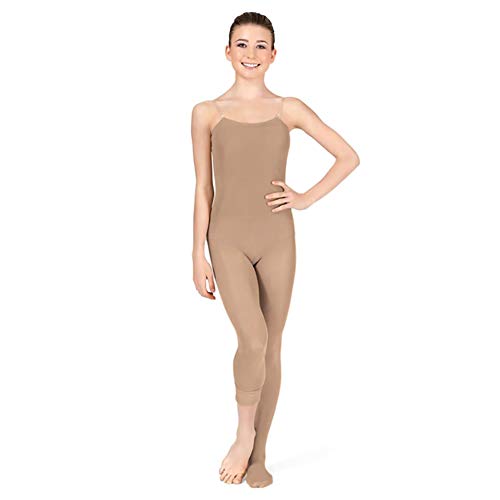 DANCEYOU Traje De Baile Body Unitard Estiramiento Convertible Bronceado para Mujer y Niñas, XL