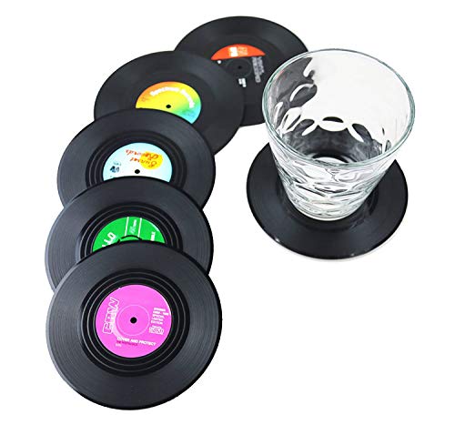 de 12 Posavasos personalizables para bebidas, diseño retro de discos de CD, vinilo antideslizante, para café, té, cerveza, vino, casa y bar, bebidas, etc.