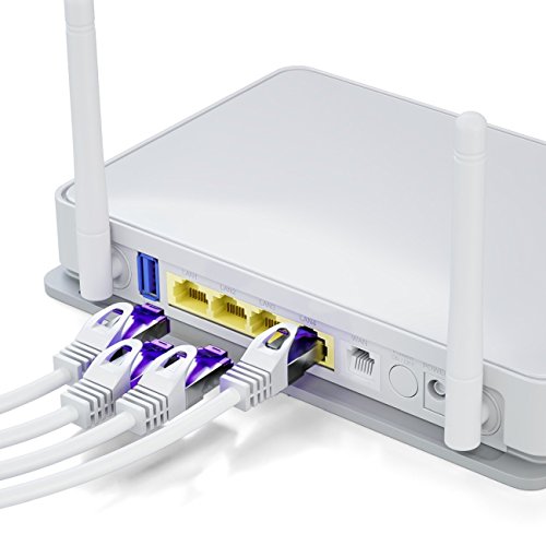 deleyCON 10m RJ45 Cable de Conexión Ethernet & Red con Cable en Bruto CAT7 S-FTP PiMF Blindaje Gigabit LAN SFTP Cobre DSL Conmutador Enrutador Patch Panel - Blanco