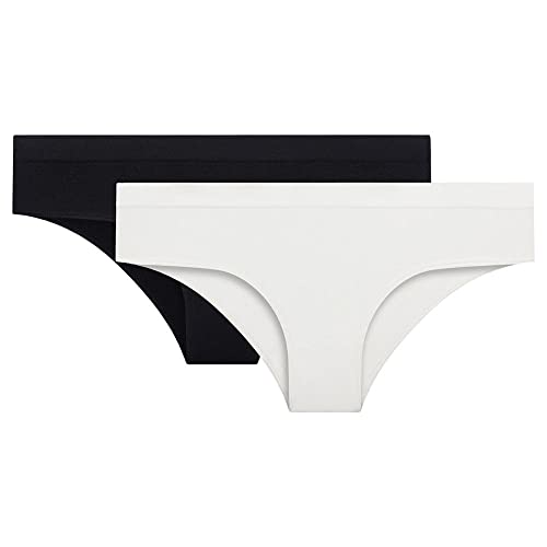 Dim Slip Ecodim Microfibre Sans Couture X2 Braguita, Multicolor (Noir/Blanc 86G), 42 (Talla del Fabricante: 42/44) (Pack de 2) para Mujer