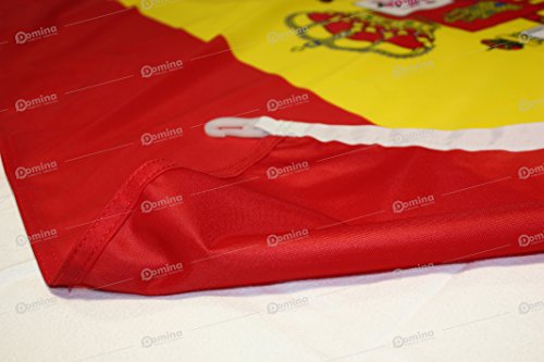 Domina Bandera España 150x100 cm en Tela náutico Resistente al Viento 115g/m²,Bandera española 150x100 Lavable,Bandera de Espana 150x100 cordón,Doble Costura perimetral y Cinta de Refuerzo