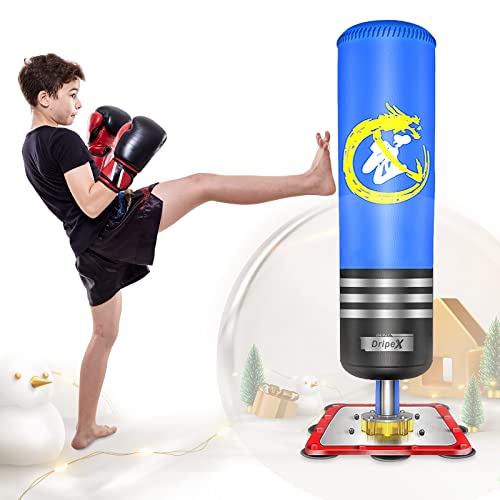 Saco de boxeo inflable para niños de 3 a 12 años con guantes de boxeo,  diseño grueso y estable para kickboxing, karate y taekwondo, bolsa de boxeo