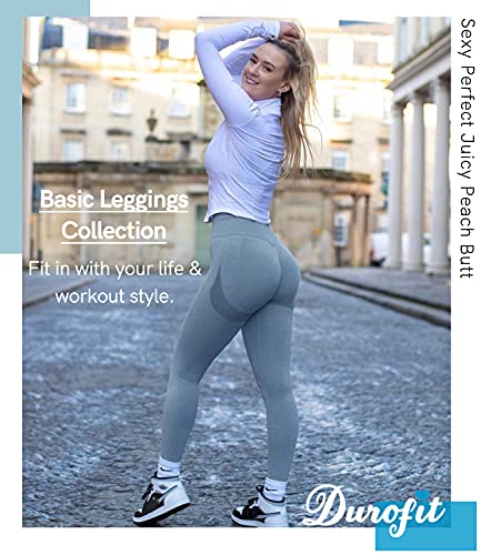 DUROFIT Mallas Push Up Mujer Leggings Deportivas Pantalones Deportivos Fitness Leggins Polainas de Yoga Training Fitness Cintura Alta Estiramiento Elásticos Azul S