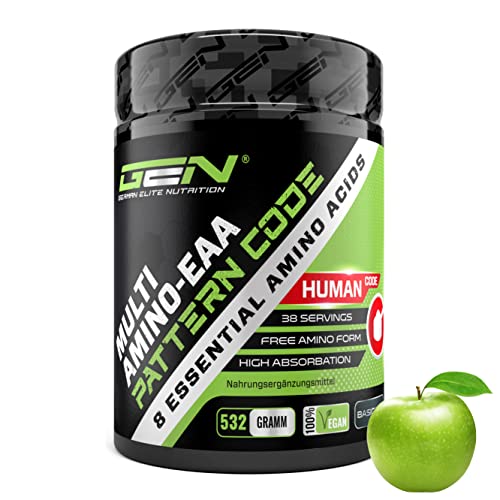 EAA en polvo - 532 g - Manzana verde - Fórmula MAP - Los 8 aminoácidos esenciales - Bebida de entrenamiento con aminoácidos - Sabor delicioso - Vegano