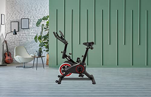 EKA® Bicicleta spinning profesional - Diseño ergonómico – Ruedas que permiten moverla con facilidad – Varios niveles de intensidad – Sensor de pulso