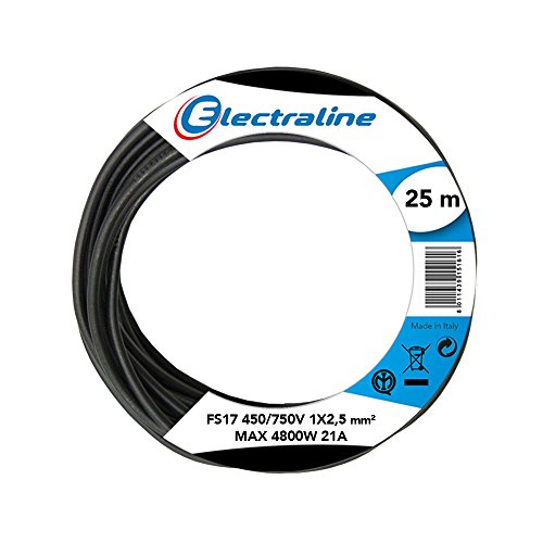 Electraline 13142 Cable unipolar FS17, sección 1 x 2.5 mm², Negro, 25 m