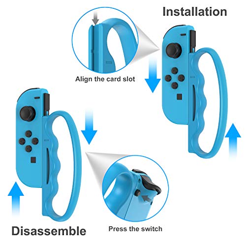 Empuñadura de boxeo para Nintendo Switch Joy-Con, juego de boxeo, ajuste con cierre de asa para adultos y niños, 2 paquetes (rojo y azul)