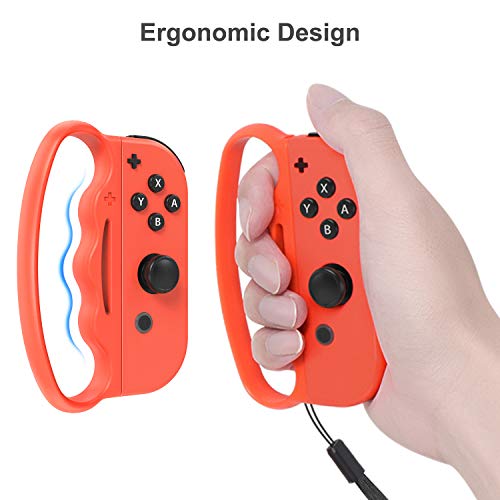 Empuñadura de boxeo para Nintendo Switch Joy-Con, juego de boxeo, ajuste con cierre de asa para adultos y niños, 2 paquetes (rojo y azul)