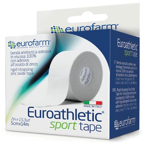 Euroathletic Sport Tape (cm 3,8 x m 10) Cinta para Sujeción Rígida, Vendaje Funcional y Deportivo, 100% Viscosa con Adhesivo Hipoalergénico de Oxido de Zinc