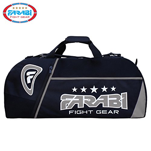 Farabi Sports Fitness-Studio Uniforme de fitness, MMA, Bolsa de equipo de boxeo, Bolsa de viaje Bolsa de entrenamiento de marcha (Black/Grey)