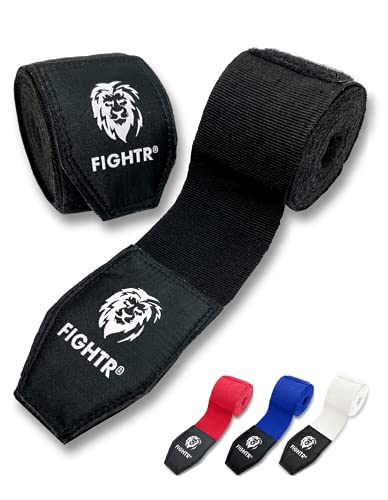 FIGHTR® Premium Vendas de Boxeo máxima Estabilidad y Seguridad | 4m Cinta de Boxeo Medio elásticos con Lazo para el Pulgar para Boxeo, MMA, Mauy Thai - Box Bandage Sport