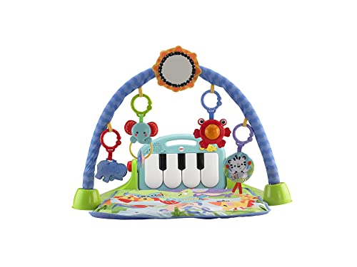 Fisher-Price Alfombra gimnasio para bebés con piano con sonidos y accesorios, motivo de animales, juguete para bebés (Mattel HBB73)
