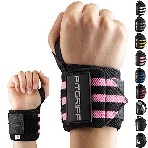 Fitgriff® Muñequeras Gym, Deportivas, Musculación, Gimnasio, Calistenia, Wrist Wraps - Mujeres y Hombres - Black/Pink