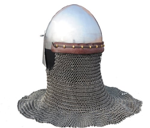 frühe Bacinete con Nasal extraíble y brünne. 2 mm de combate de exhibición Casco, Vikinga de acero de Medieval de Get Dressed for Battle.
