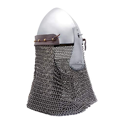 frühe Bacinete con Nasal extraíble y brünne. 2 mm de combate de exhibición Casco, Vikinga de acero de Medieval de Get Dressed for Battle.