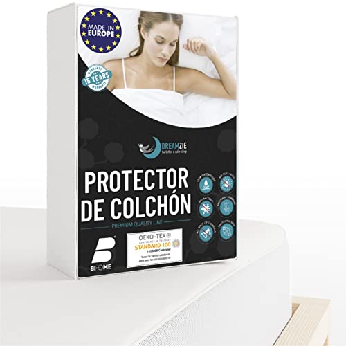 Funda Colchon 160 x 200 cm Impermeable - Dreamzie - Protector Colchon Oeko-Tex® Hipoalergénico, Anti-Bacteriano, Anti-Acaros - Made in EU
