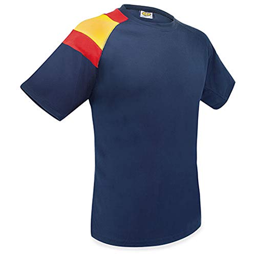 GARGOLA.ES OPERADORES DIGITALES Camiseta Bandera D&F- Azul Oscuro- con la Bandera de España- Camiseta Tecnica (M)