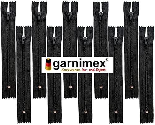 garnimex - Cremallera (18 cm x 10 unidades, color 39), color negro
