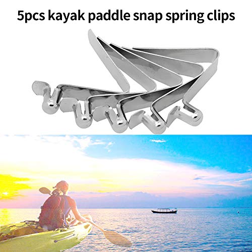 GeKLok Pinzas de resorte para kayak de 6 mm con botón de presión para remo de kayak, 5 clips de resorte de acero inoxidable para remo de kayak.