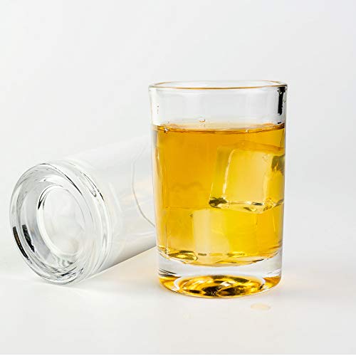 GLASKEY Juego de 6 vasos medidores, aptos para lavaplatos, sin plomo, base pesada, vasos para whisky, vodka, café espresso, postres pequeños, 1 a 3 onzas opcionales (3 oz/90 ml, transparente)