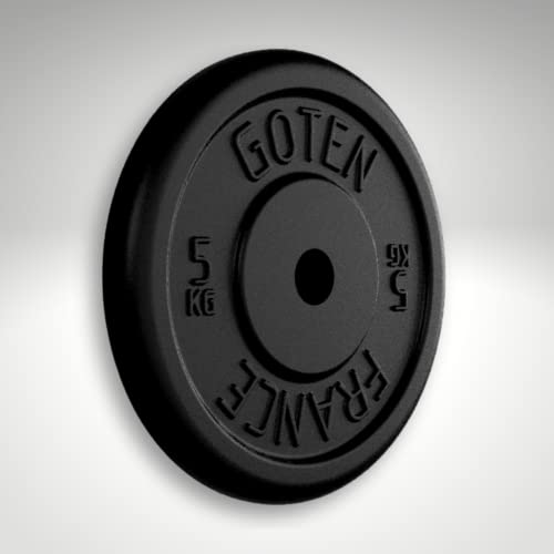 GOTEN | Discos Pesas - Hierro Fundido - 25 mm / 1 Pulgada - 2 x 5 kg - Negro - Made in France | Musculación/Fitness