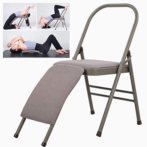 GOTOTOP Yoga - Silla auxiliar con soporte, silla de yoga inversión, plegable y desmontable, lumbar, respaldo para entrenamiento del equilibrio, 80 x 47 x 83 cm