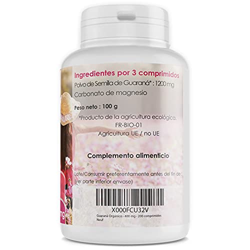 Guarana Orgánico - 400 mg - 200 comprimidos
