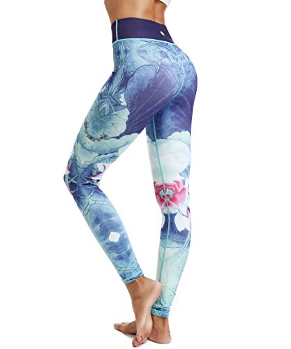 HAPYWER Pantalones de yoga para mujer, cintura alta, gimnasio, polainas deportivas, control de barriga, polainas de pilates, entrenamiento de compresión