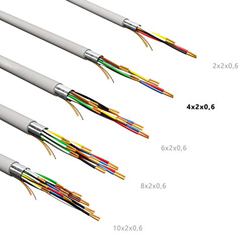 HB-DIGITAL 50m de cable telefónico 4 x 2 x 0.6 J-Y(ST) Y Cable de tendido JYSTY 8 hilos de cable telefónico