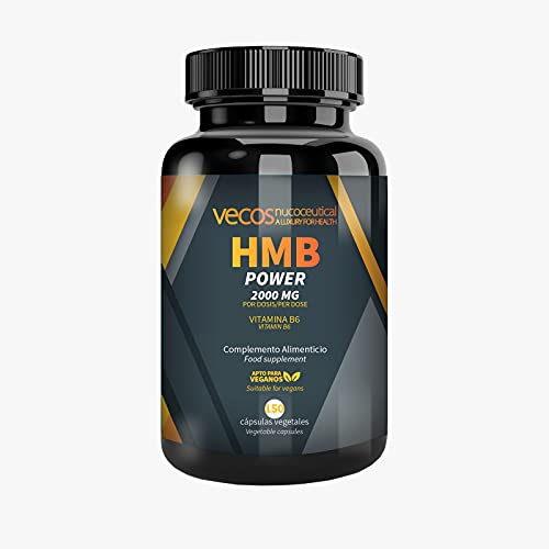 HMB puro con Vitamina B6 para ganar masa muscular, potenciar tus músculos y anticatabolico. Mejora el rendimiento deportivo. 150 cápsulas. APTO VEGANOS