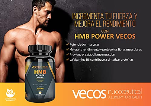 HMB puro con Vitamina B6 para ganar masa muscular, potenciar tus músculos y anticatabolico. Mejora el rendimiento deportivo. 150 cápsulas. APTO VEGANOS