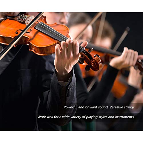 HONGECB Cuerdas de violín, Conjunto Completo Universal (G-D-A-E), Núcleo de acero Níquel-plata Herida con Extremo de Bola Niquelado, con Colofonia Circular Soild, Aptas para Violines 4/4 3/4
