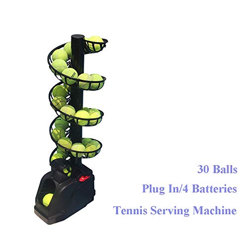hzexun Máquina Lanzadora de Pelotas de Tenis Máquinas de Proyección de Pelota de Tenis Tenis Máquina Ligero Enchufe/Baterías 30 Bolas